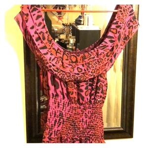 Shescool-Pink Cheetah Print Top Size L